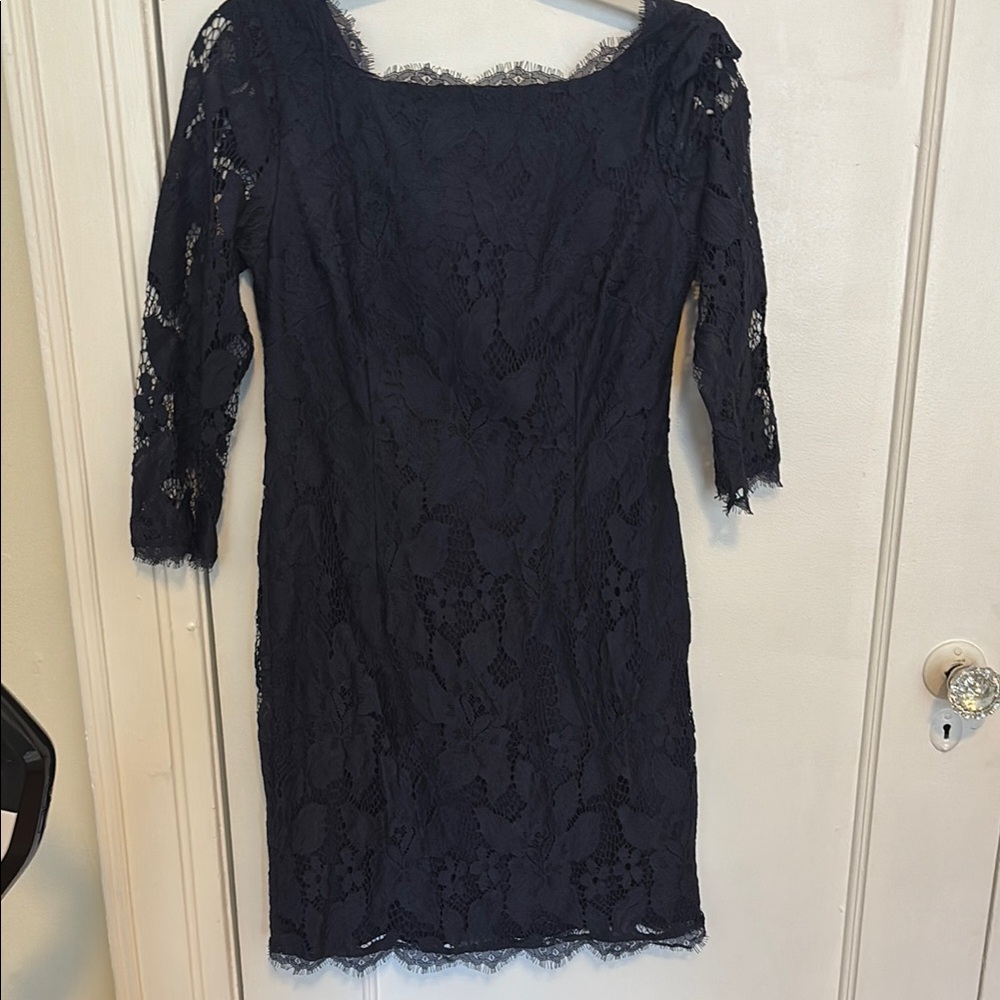 Adrianna Papell Blue Sheath Dress with Scoop Neck